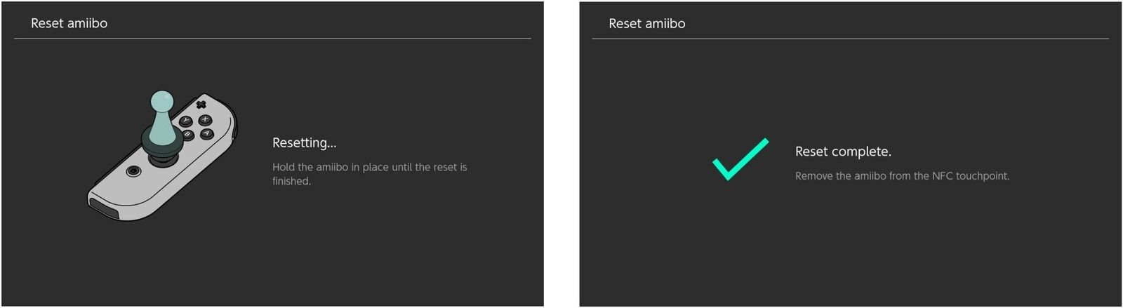 Поместите amiibo на считыватель NFC снова, чтобы завершить процесс