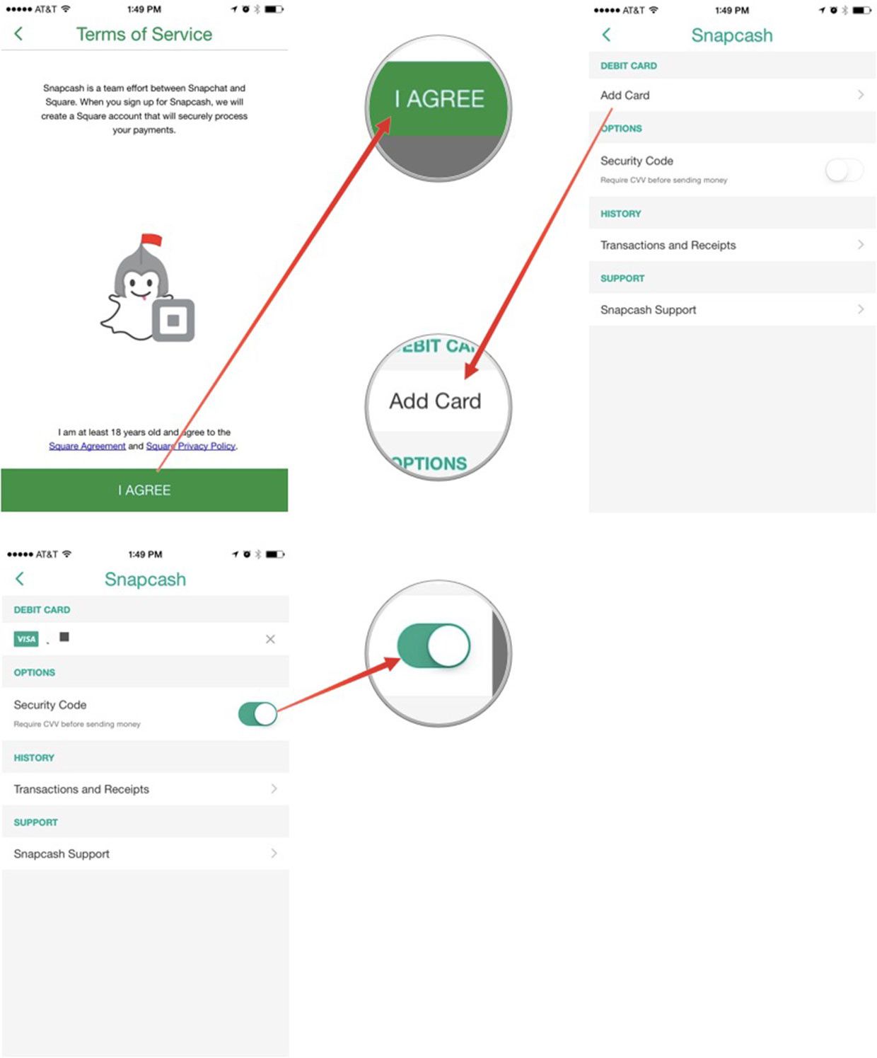 Как подписаться на Snapcash с Snapchat для iPhone