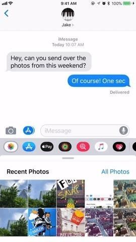 Как получить доступ к библиотеке фотографий в сообщениях для iOS 12, чтобы отправить уже сделанные фотографии и видеоролики