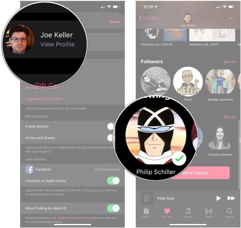 Нажмите Просмотр профиля, нажмите друг