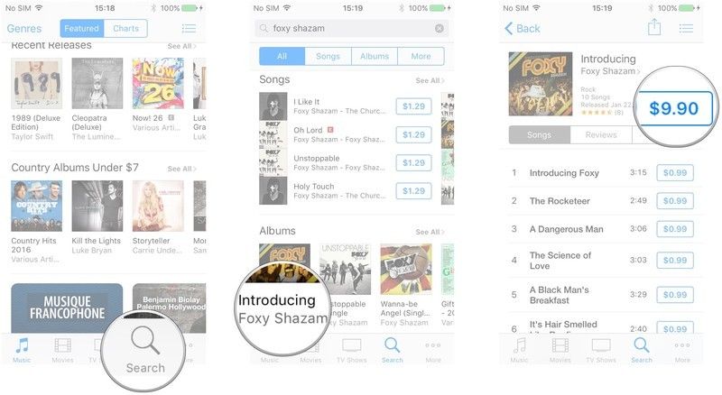 Просмотр или поиск медиа по вашему выбору, нажмите медиа, нажмите кнопку купить
