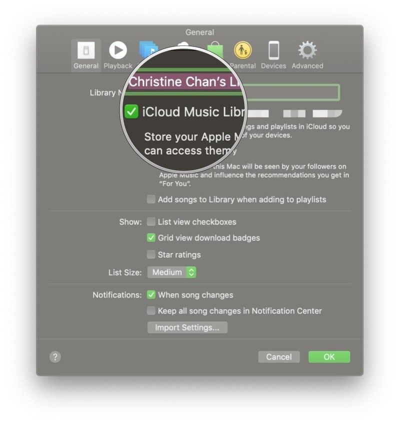 Запустите настройки iTunes, включите iCloud Music Library