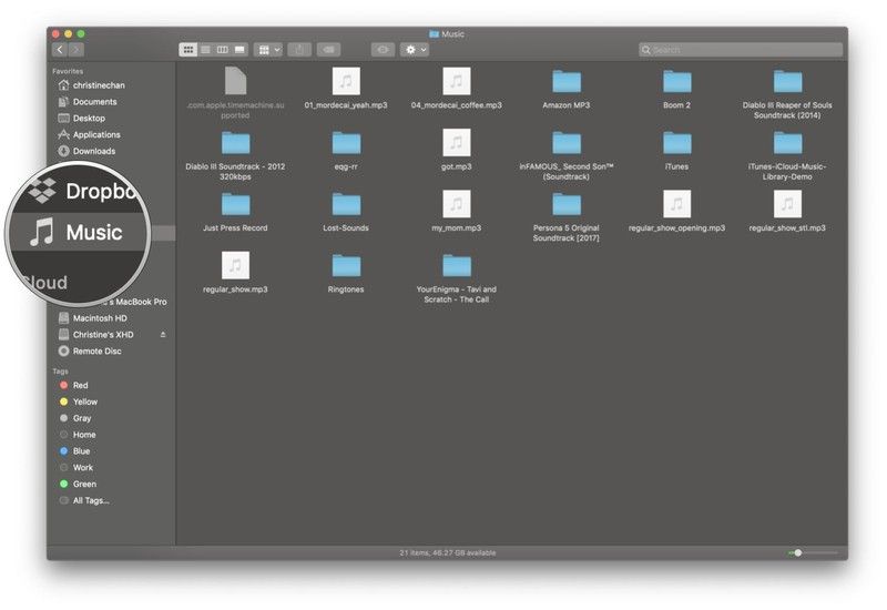 Запустите Finder, нажмите &laquo;Музыка&raquo;