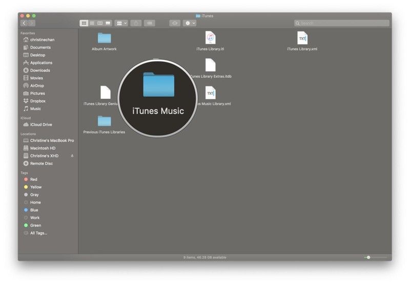 Открыть оригинальную библиотеку iTunes's iTunes Music folder