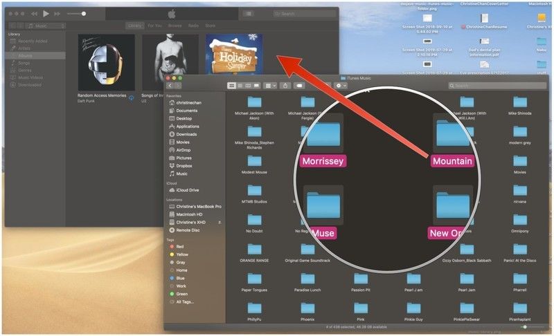 Выберите музыку, которую хотите добавить во вторичную библиотеку iTunes, затем перетащите ее в iTunes