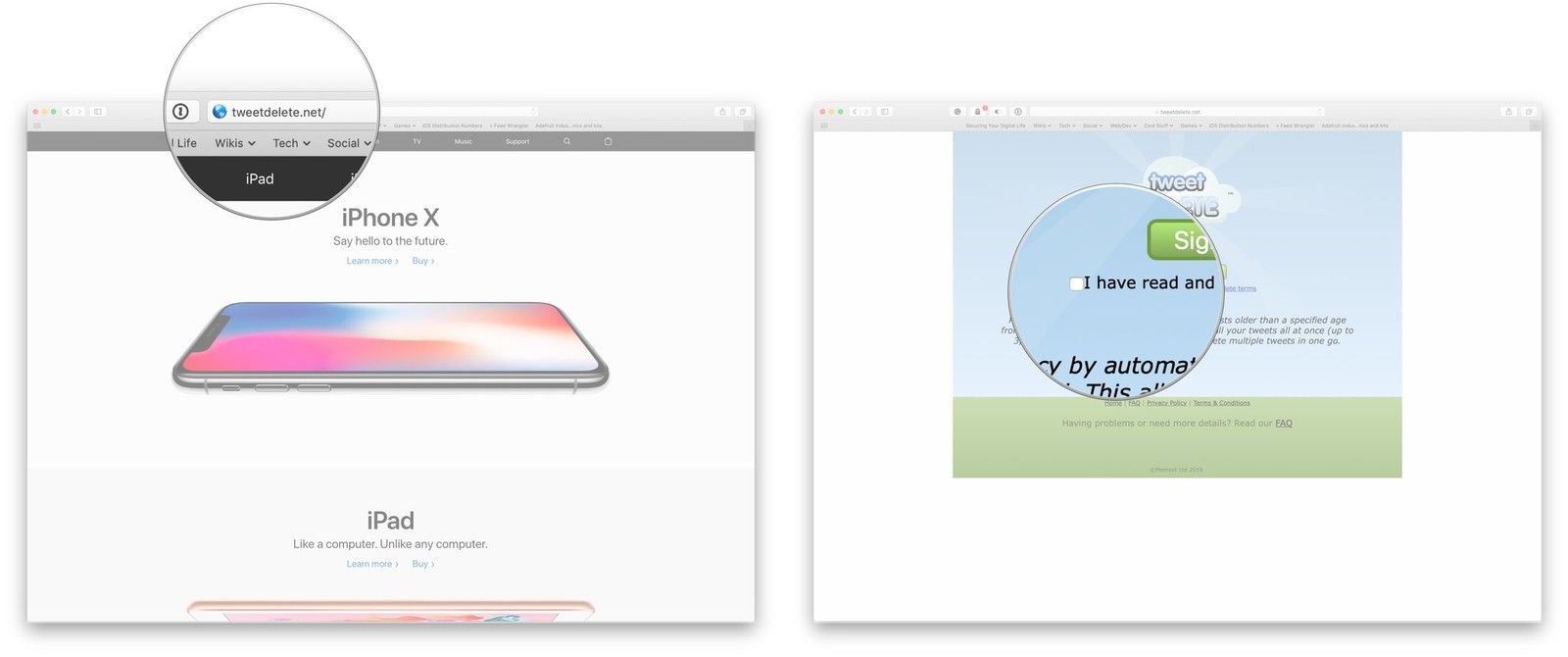 Откройте TweetDelete, согласитесь с условиями