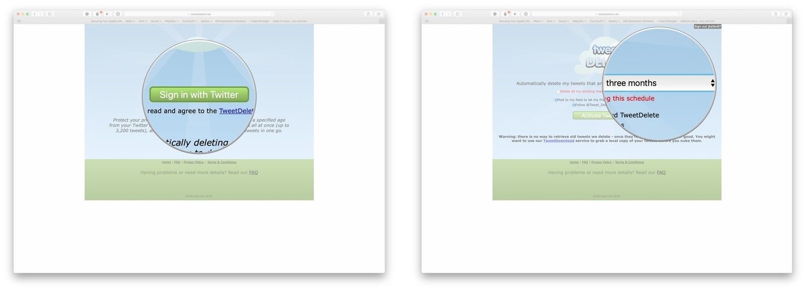 Войдите в Twitter, нажмите раскрывающийся список