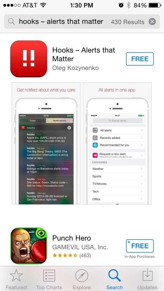 Получить пользовательские оповещения iPhone для шоу, фильмы, игры, погода и многое другое с крючками