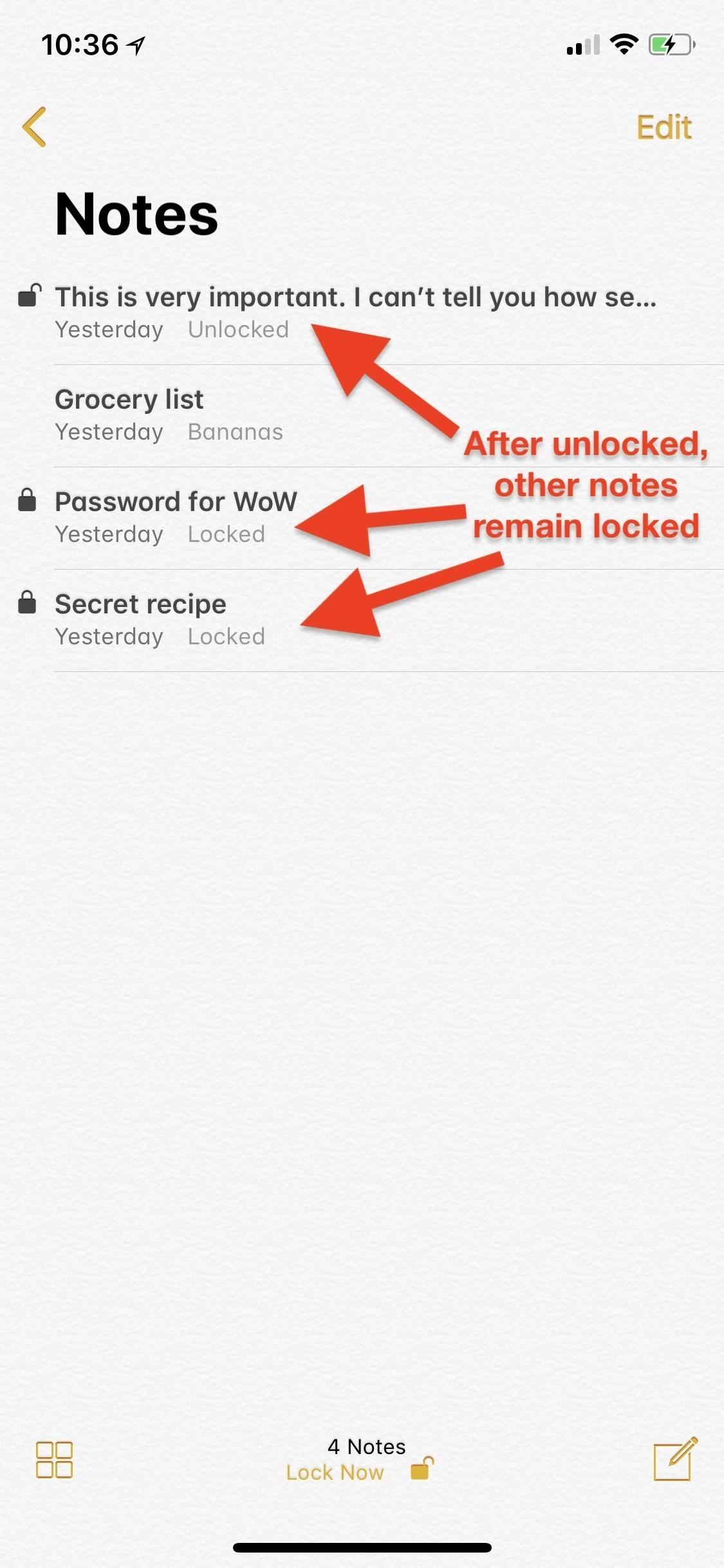 Примечания 101: хитрость для защиты каждой заметки с помощью отдельных уникальных паролей