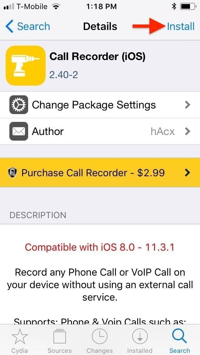 Tweak джейлбрейк записи звонков позволяет записывать звонки iPhone для дешевых