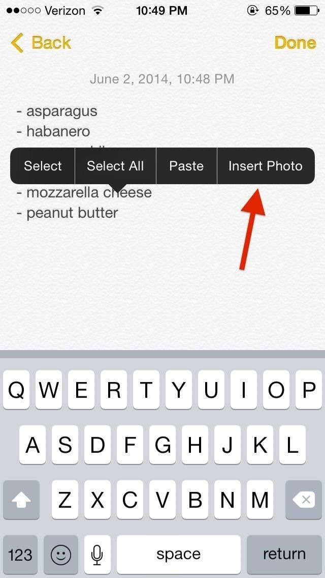iOS 8 позволяет добавлять расширенный текст и фотографии (даже GIF) к заметкам на вашем iPhone