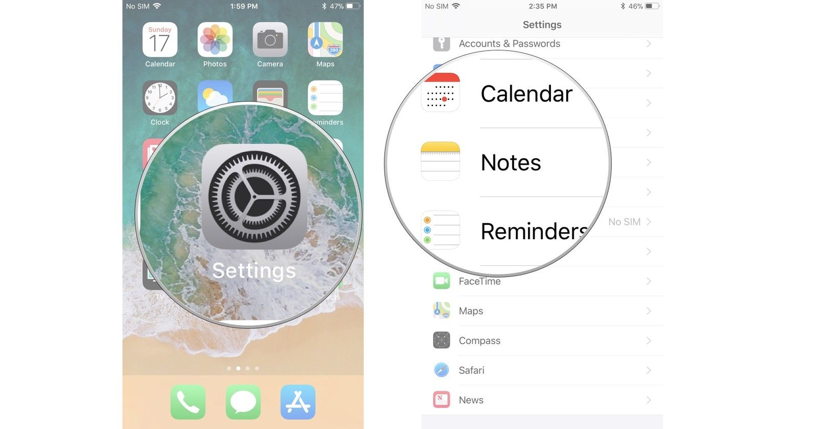 Запустите приложение «Настройки», затем нажмите «Примечания».