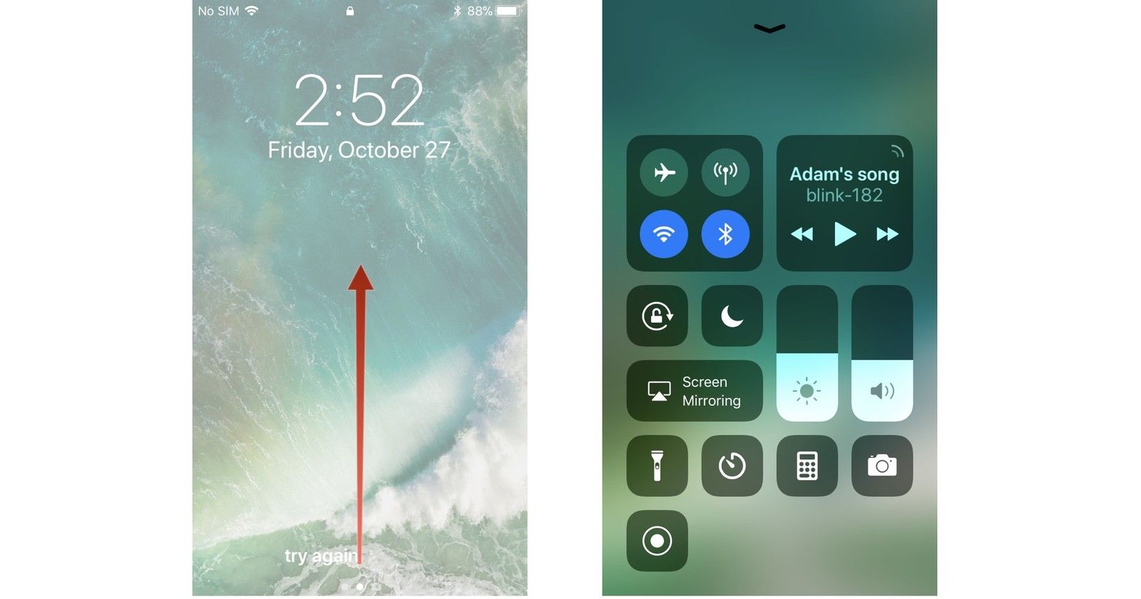 Проведите вверх от нижней части экрана