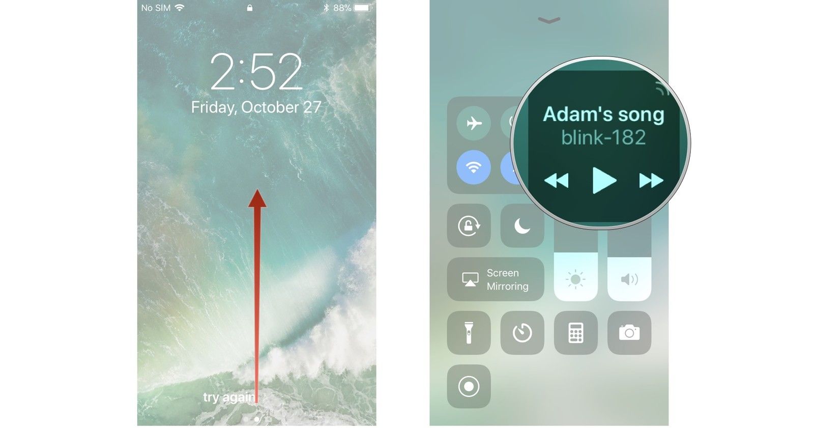 Проведите пальцем вверх от нижней части экрана, нажмите на виджет «Сейчас исполняется».