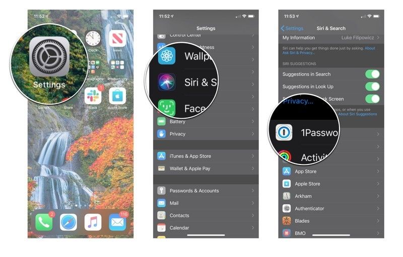 Запустите настройки, нажмите «Siri» и «Поиск», а затем нажмите на приложение, которое вы хотите.