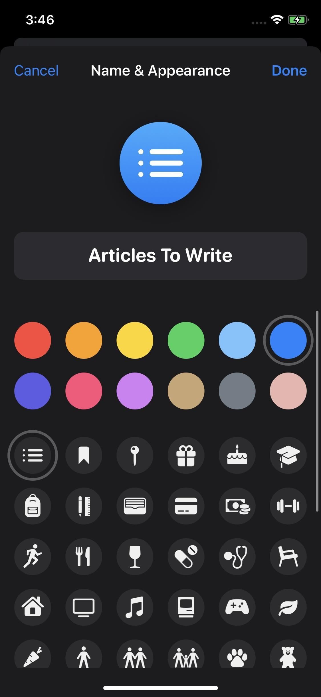 Как изменить цвета списка и иконки в iOS 13's Reminders App for a More Customized Look