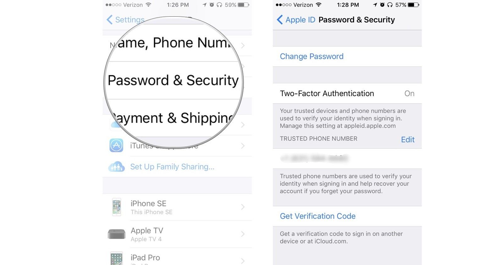 Нажмите «Пароль и безопасность», затем просмотрите информацию о вашем пароле