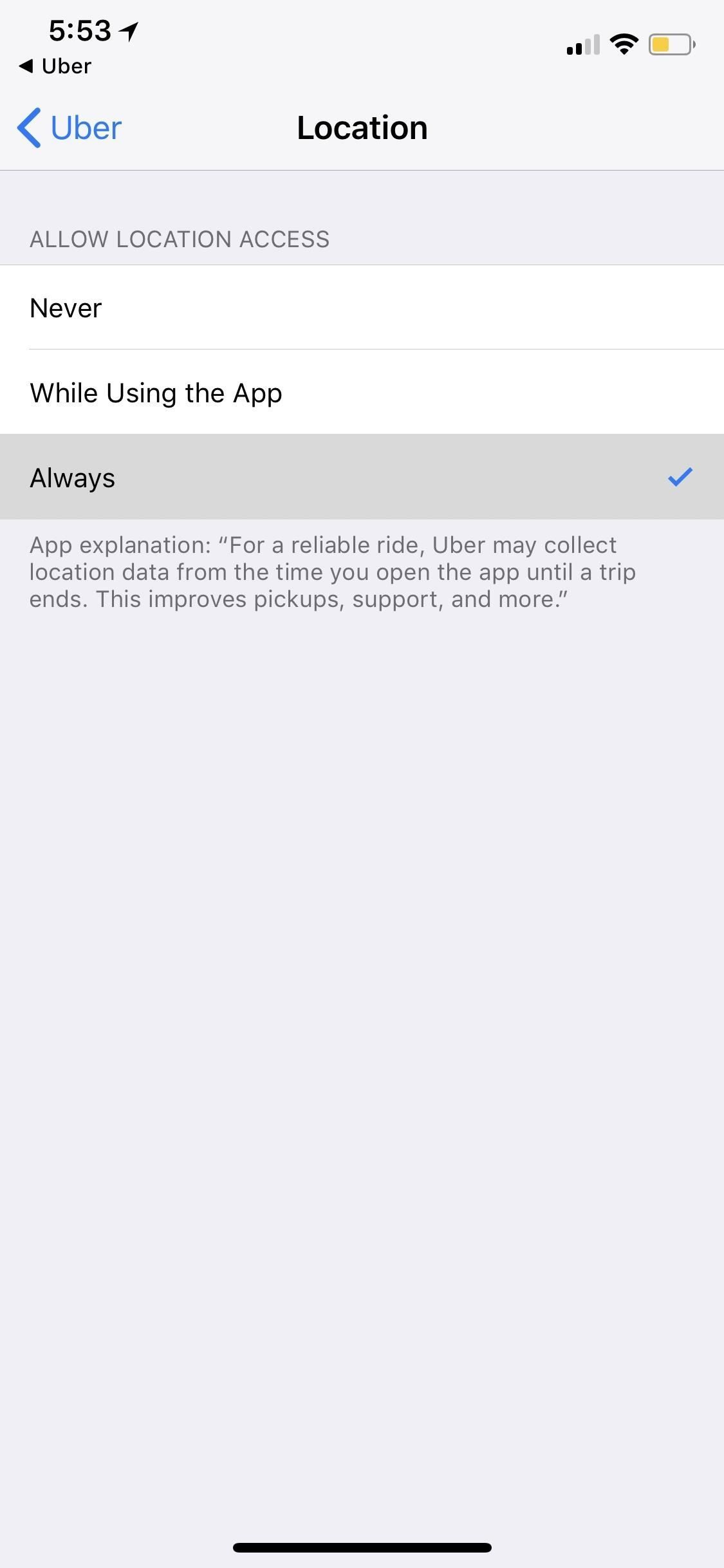 Как остановить Uber от отслеживания вашего местоположения в фоновом режиме на вашем iPhone