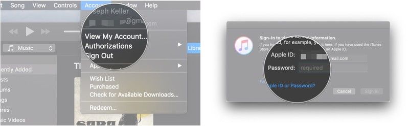 Нажмите View My Account ..., введите пароль