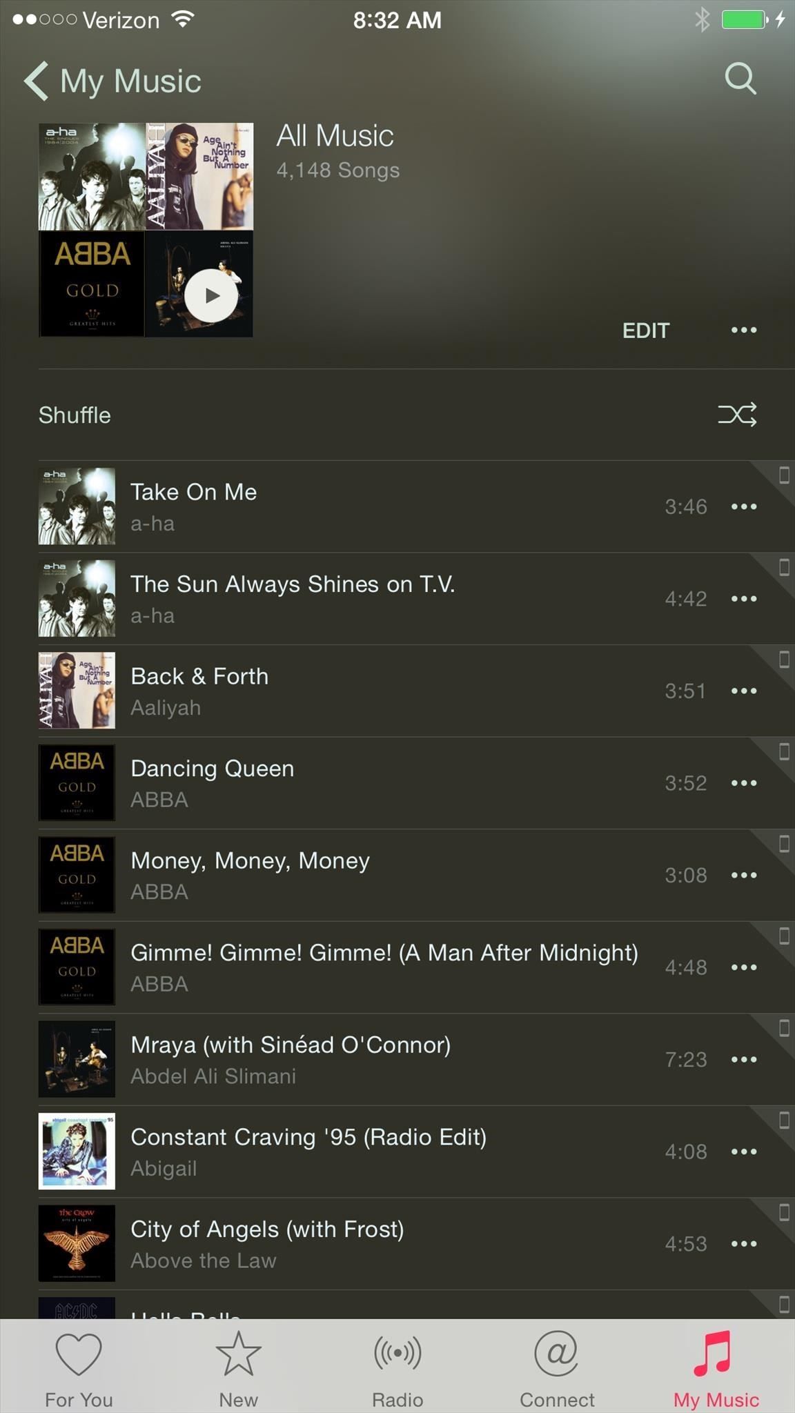 Как перемешать все песни в Apple's New Music App in iOS 8.4
