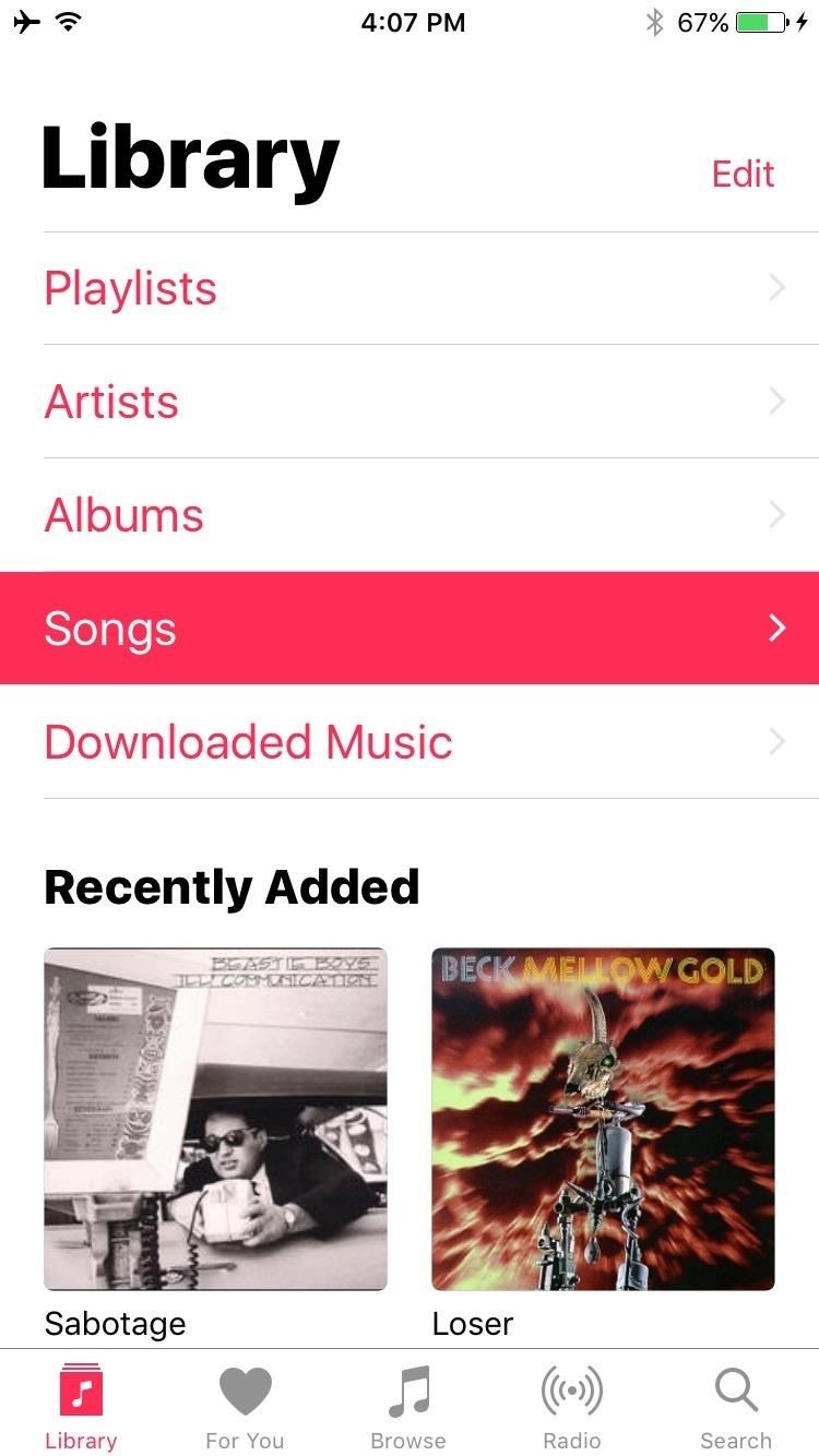 Как перемешать все песни в Apple's Music App in iOS 10