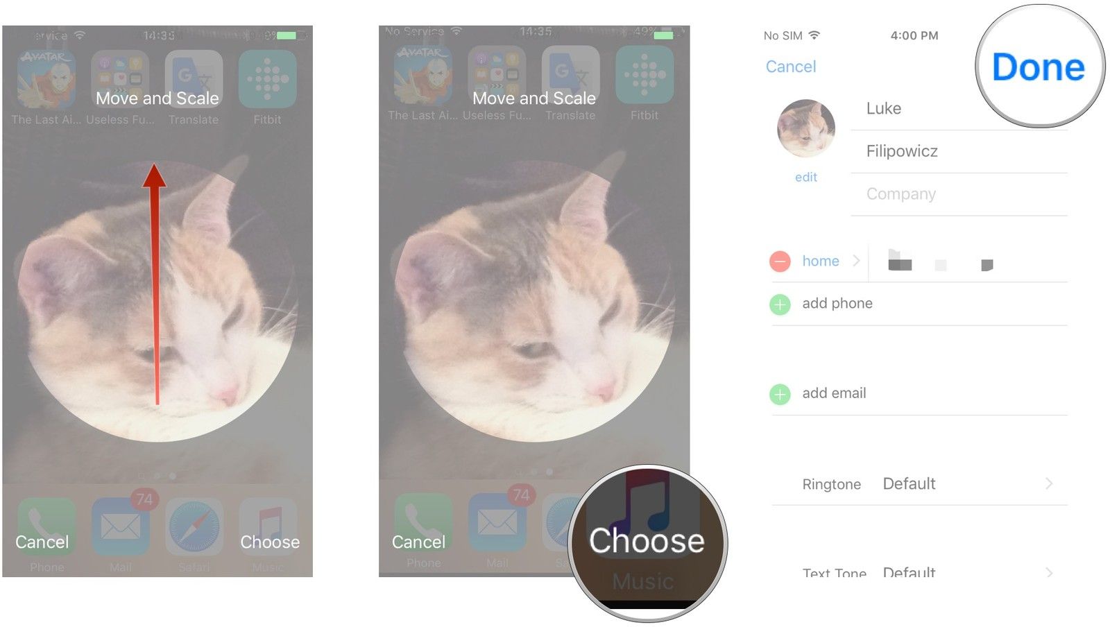 Перетащите фотографию в центр, нажмите «Выбрать», нажмите «Готово».