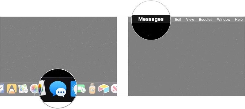 Откройте сообщения, нажмите Сообщения в строке меню