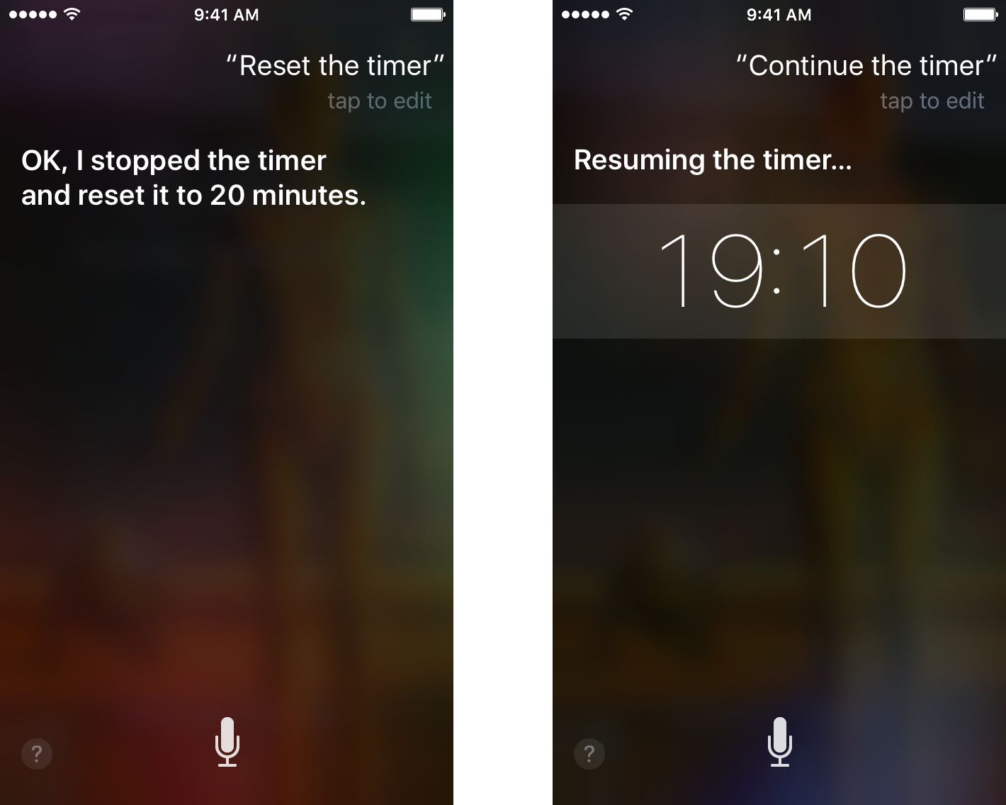 Перезапуск таймера с Siri