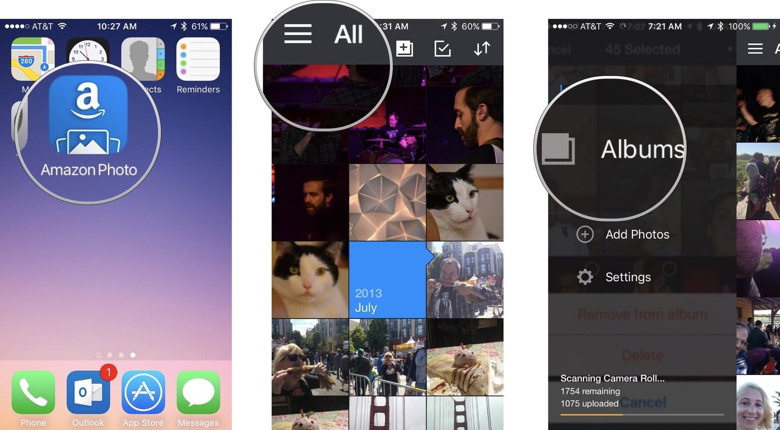 Выбор альбома в Amazon Photos