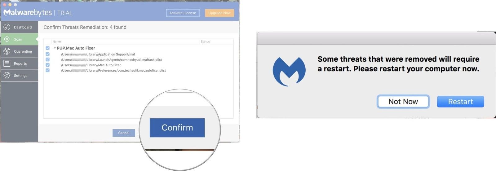 Установите флажок для каждого элемента, который хотите удалить, затем нажмите «Подтвердить», а затем «Перезагрузить».
