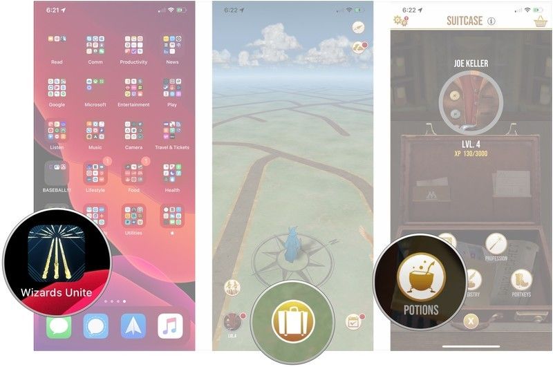 Откройте игру, нажмите чемодан, нажмите Зелья