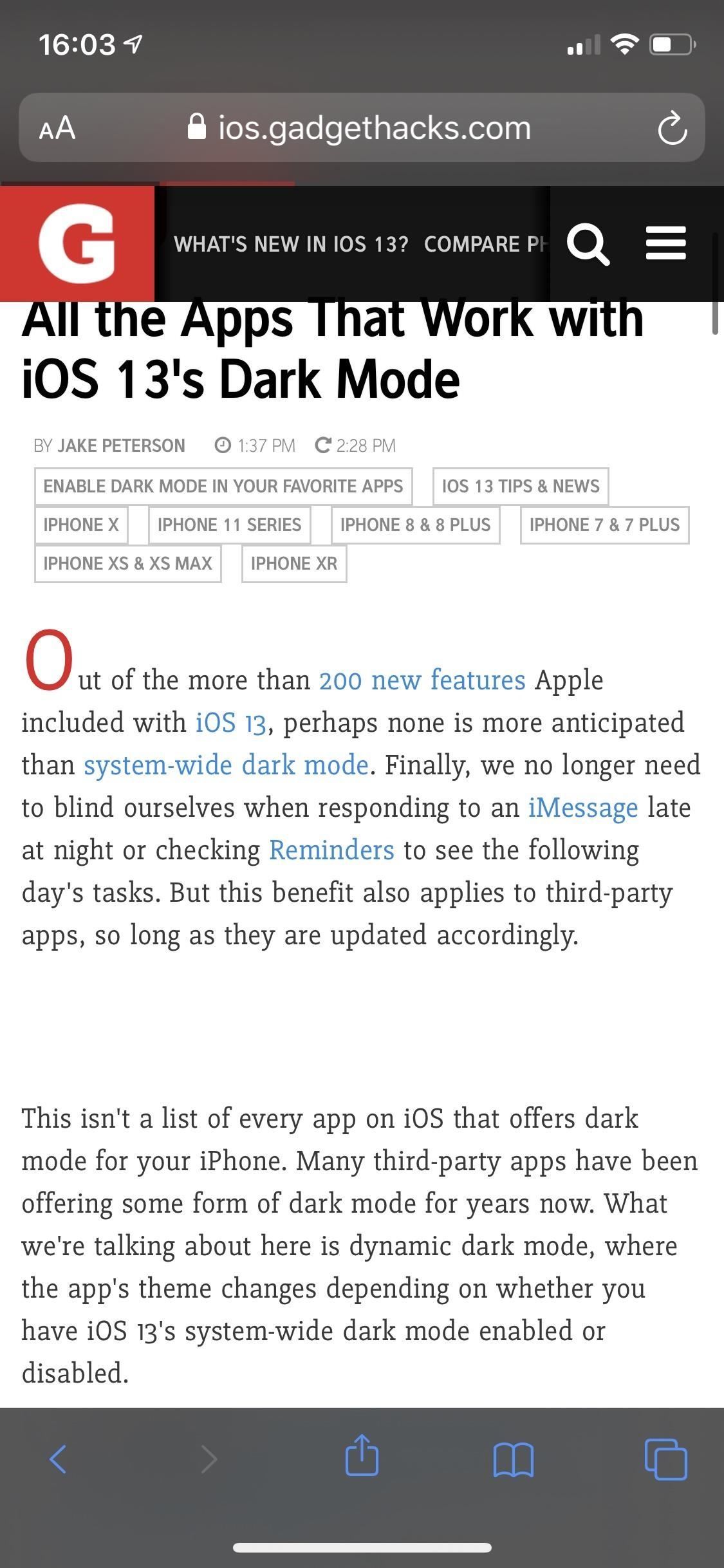 Как включить Apple's True Dark Mode in iOS 13 for iPhone