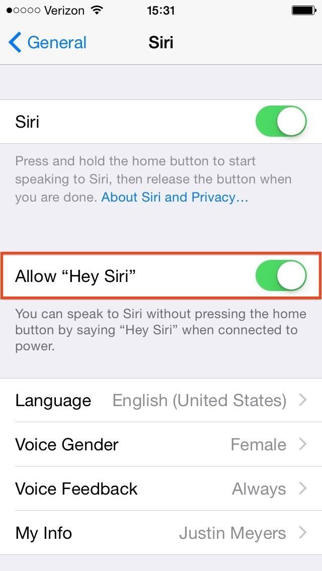Привет, Сири: Как активировать Siri в iOS 8, не отрывая пальца
