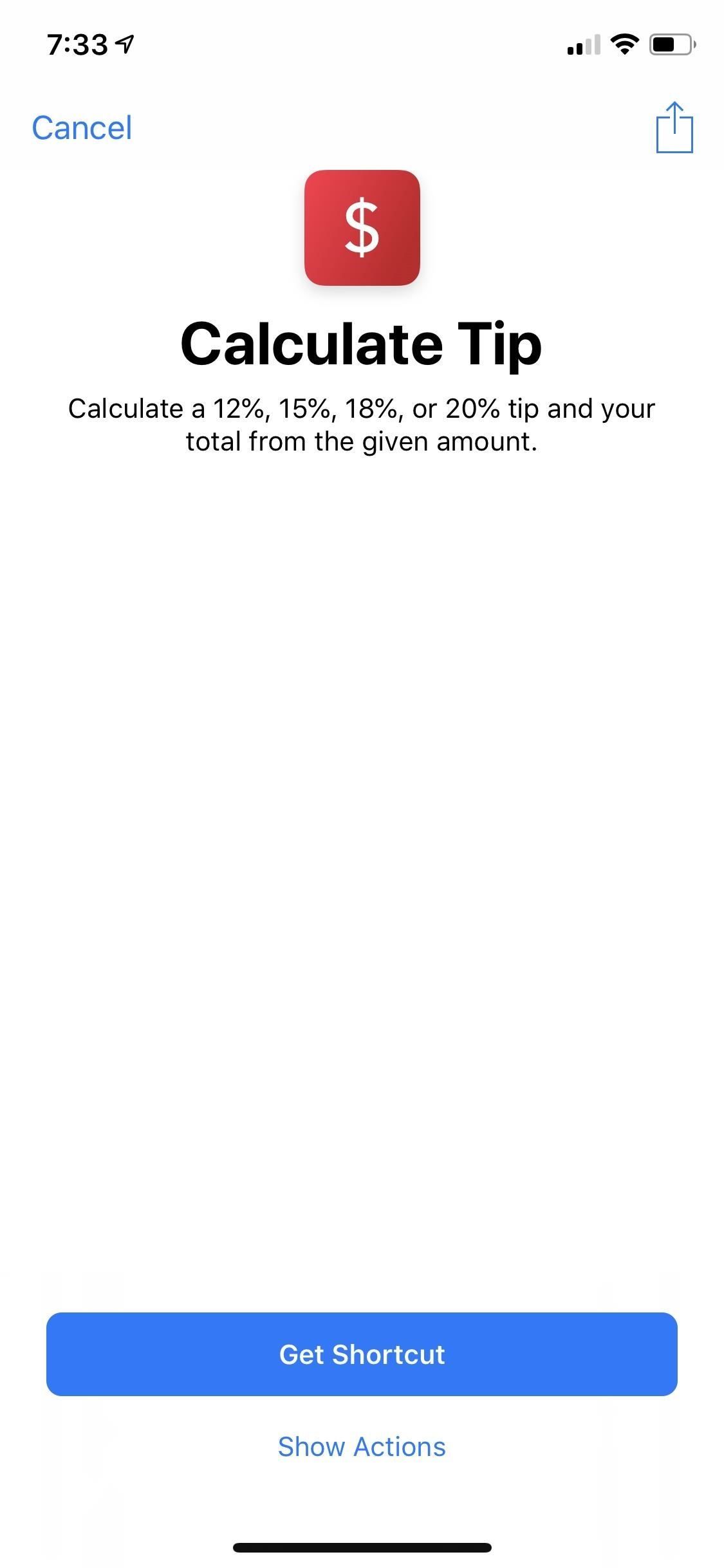Рассчитать советы быстрее на вашем iPhone с помощью приложения ярлыков