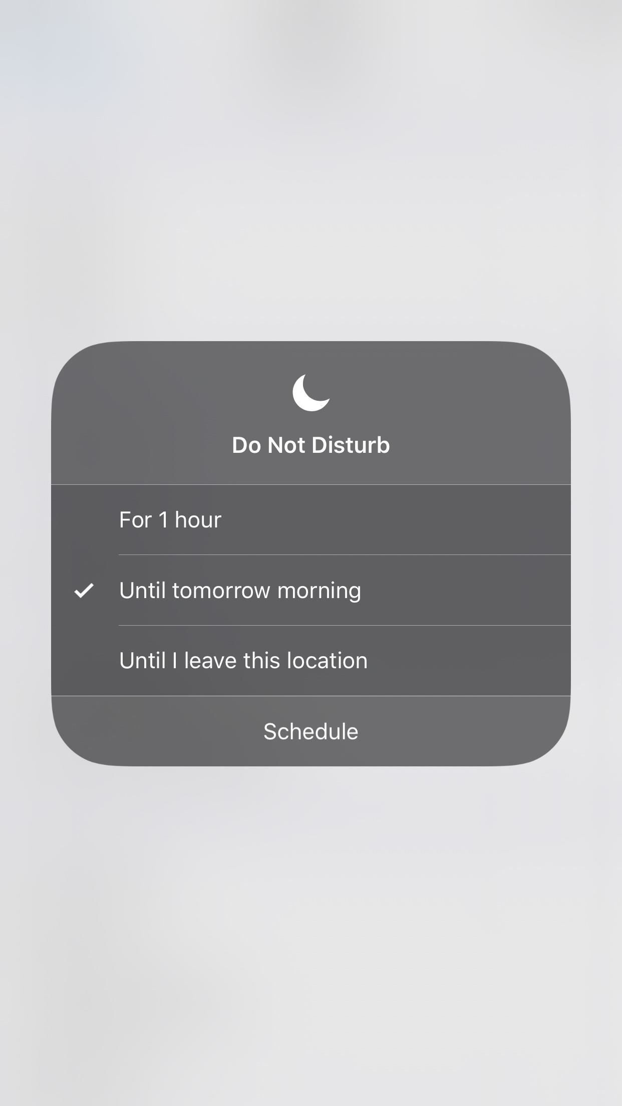 Быстро включите'Do Not Disturb' in iOS 12 Until the Evening or Morning
