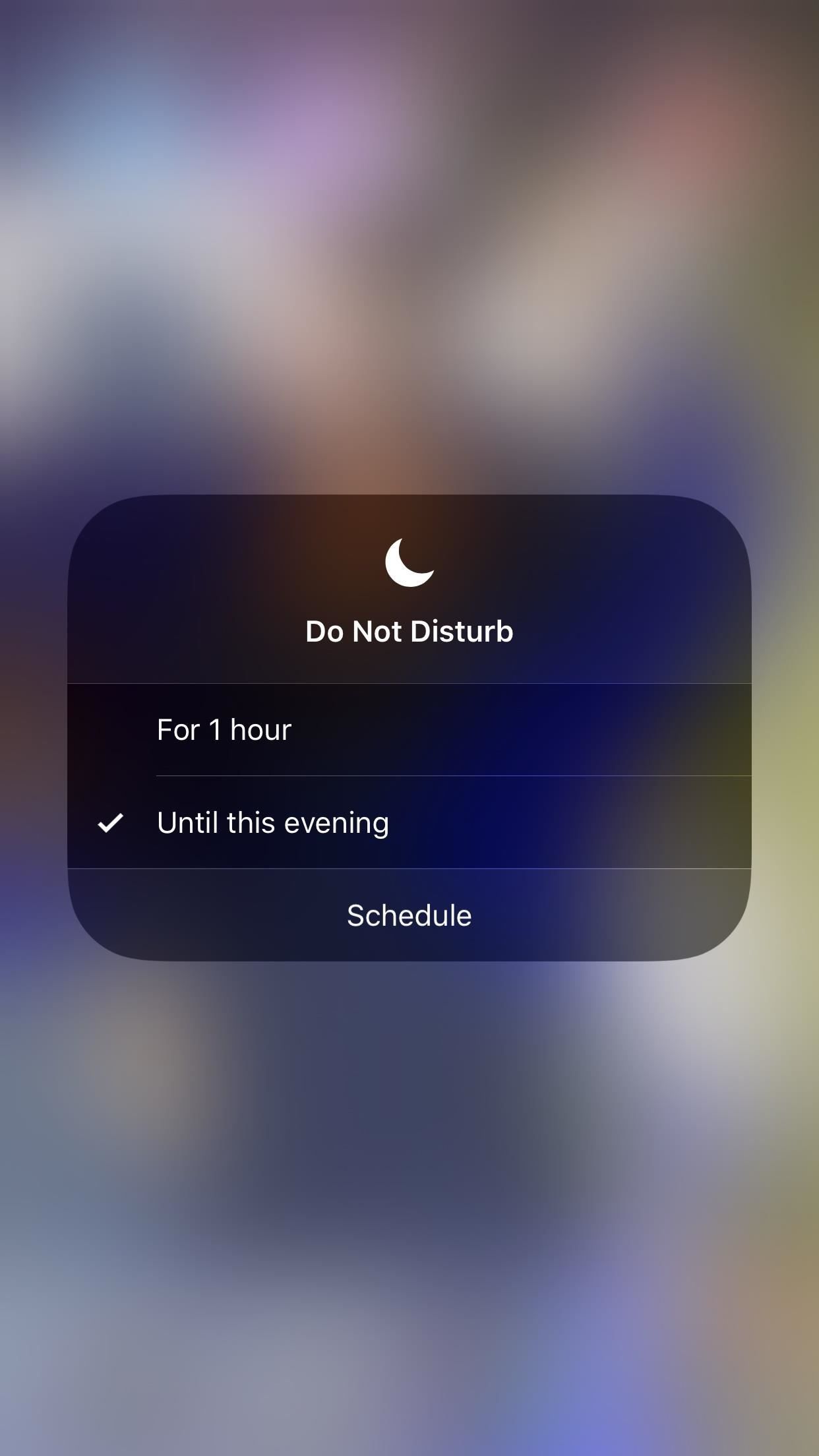 Быстро включите'Do Not Disturb' in iOS 12 Until the Evening or Morning