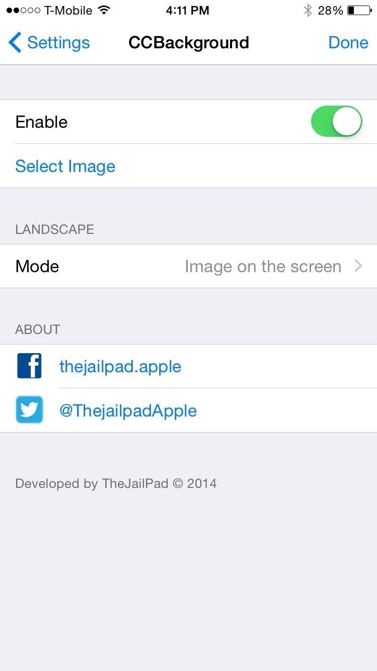 Добавить пользовательское фоновое изображение на ваш iPhone's Control Center