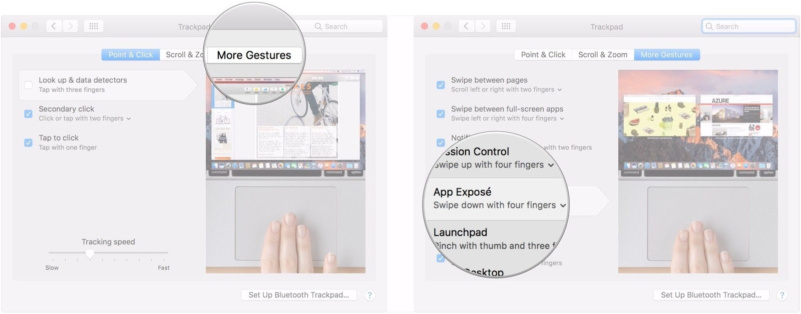 Нажмите Другие жесты, нажмите выпадающий