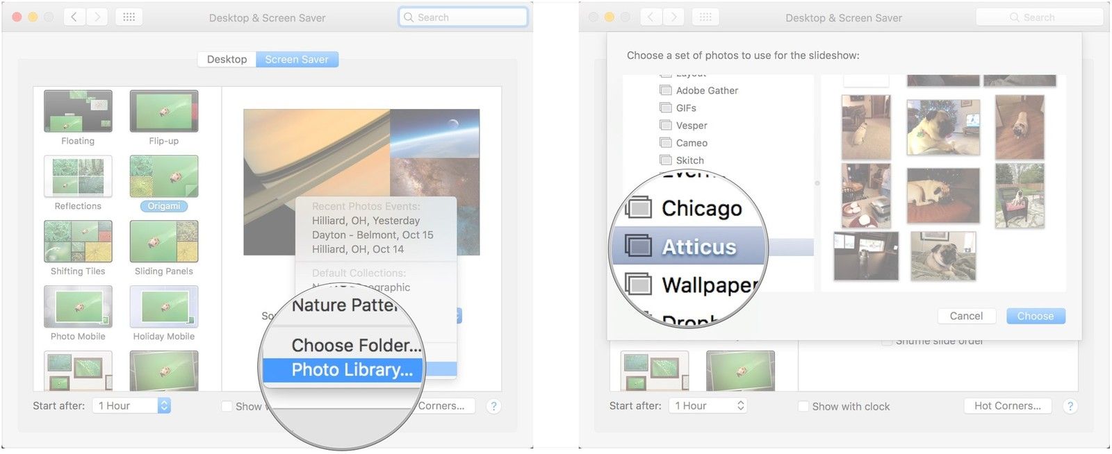 Выберите фото библиотеку, выберите альбом