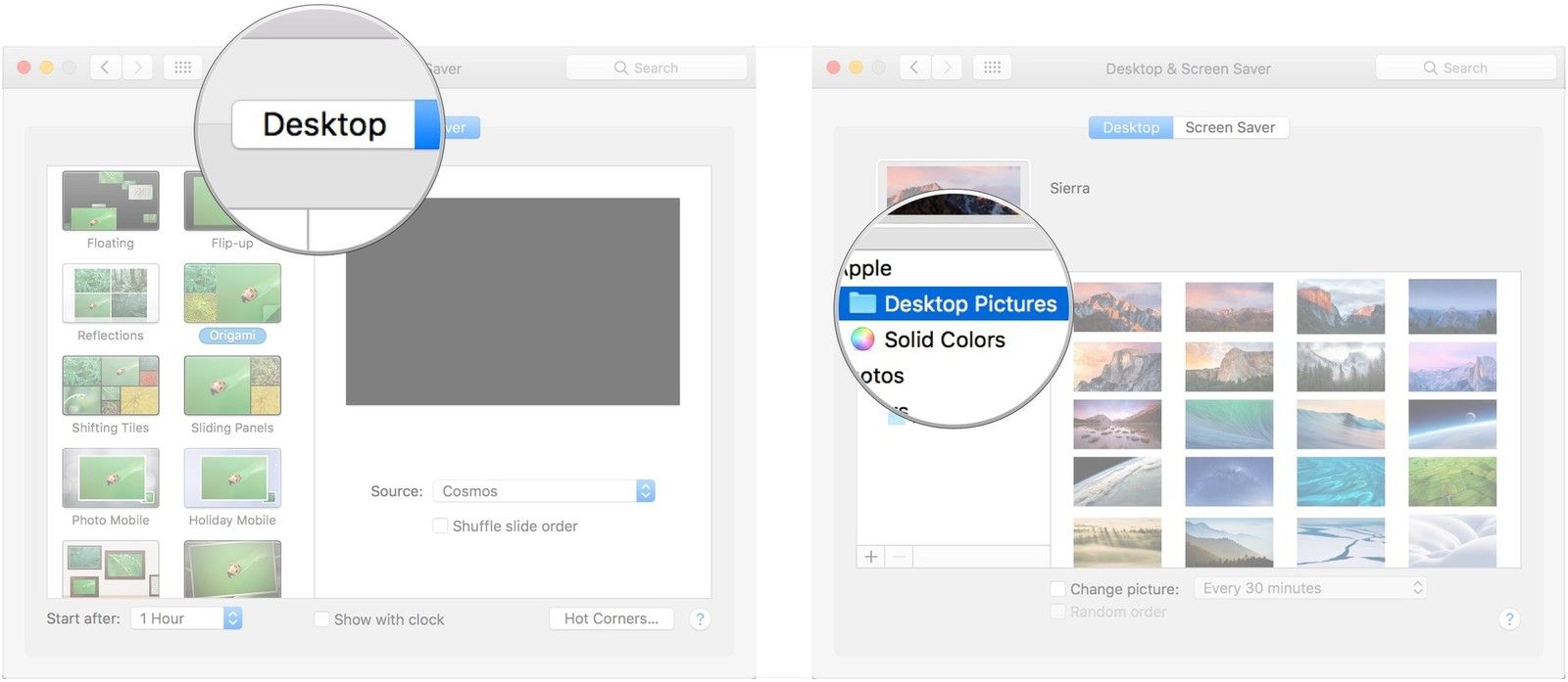 Выберите рабочий стол, выберите папку