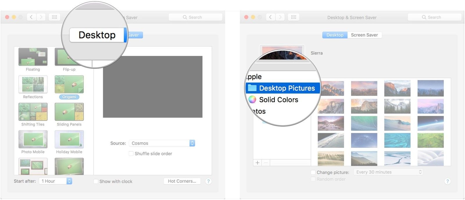 Нажмите Рабочий стол, выберите папку