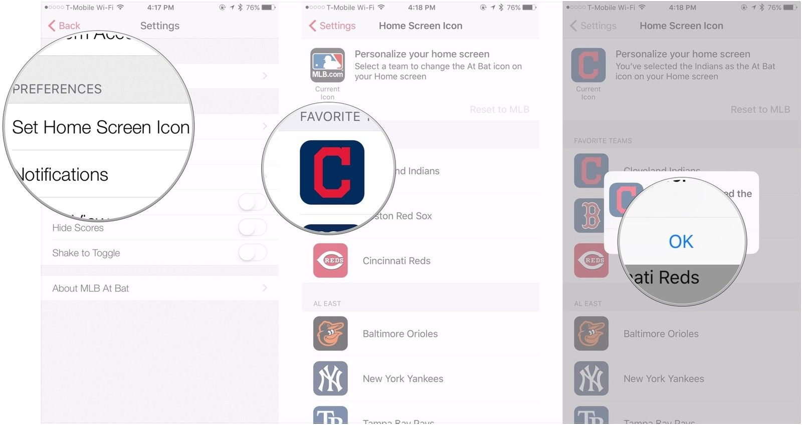 Нажмите Установить значок главного экрана, нажмите логотип, нажмите OK
