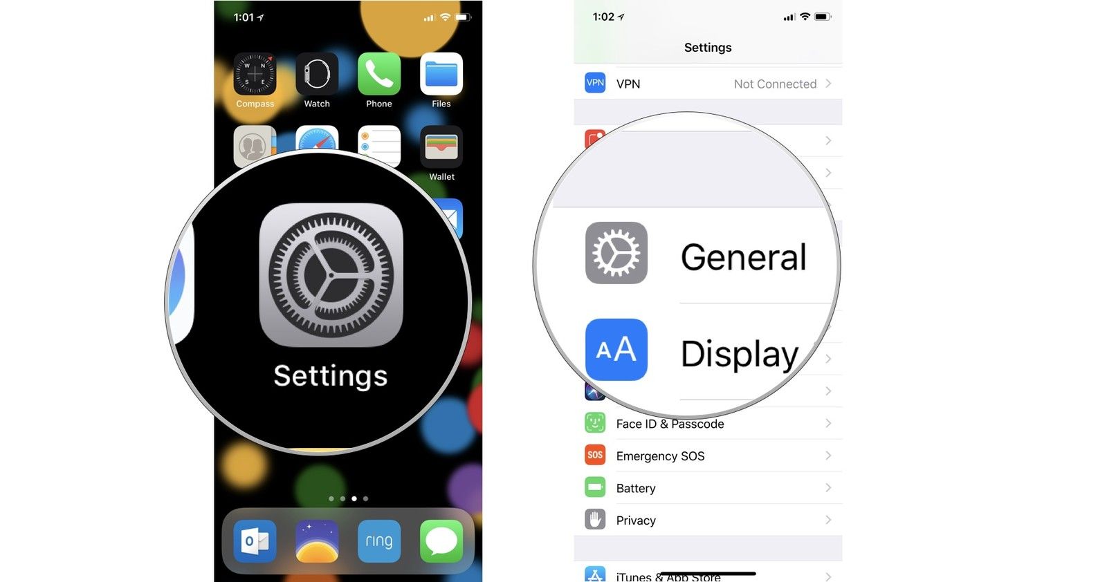 Откройте Настройки и нажмите Общие
