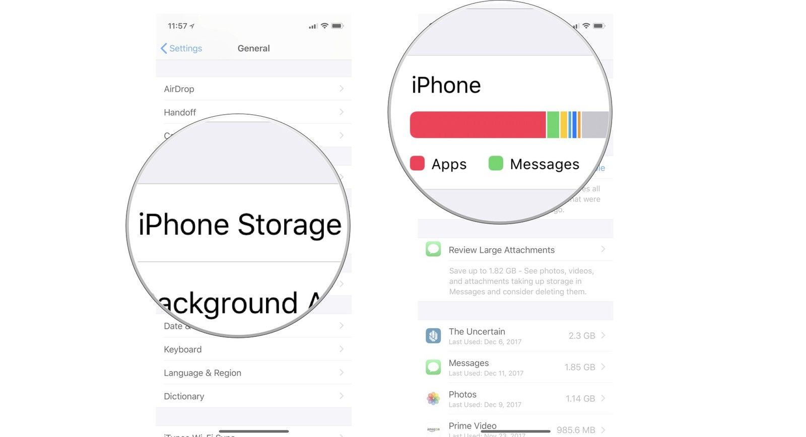 Нажмите iPhone Storage