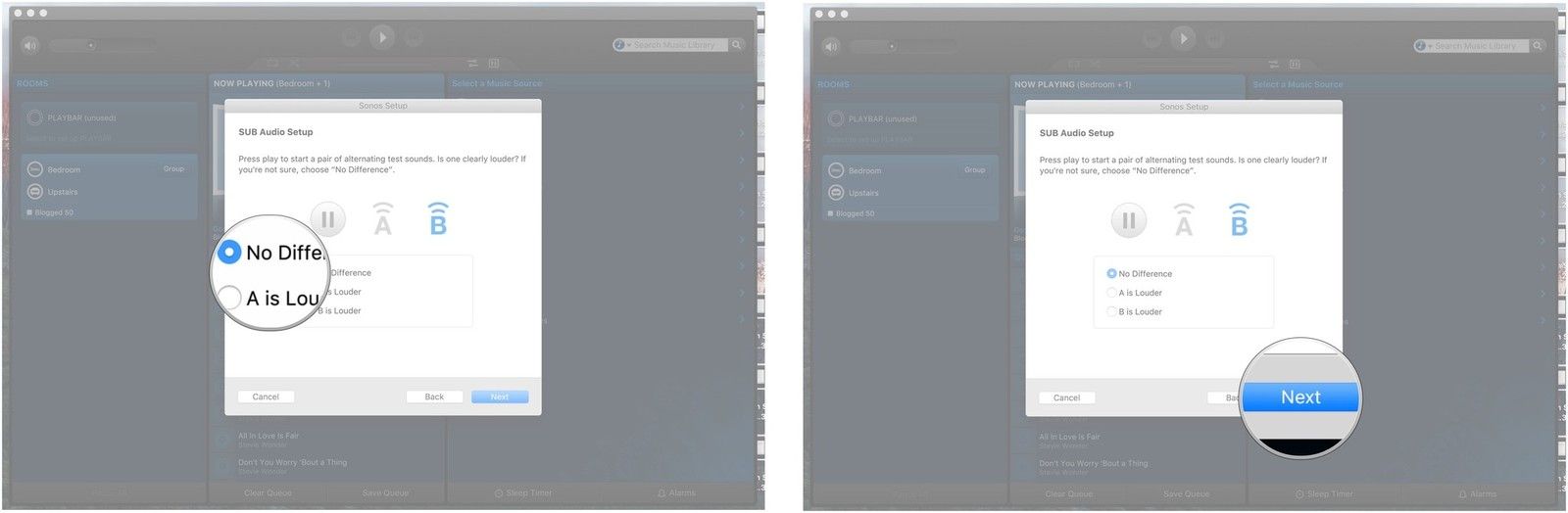 Нажмите кнопку воспроизведения, выберите опцию, нажмите Далее