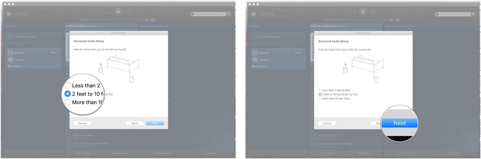 Нажмите опцию, нажмите Далее