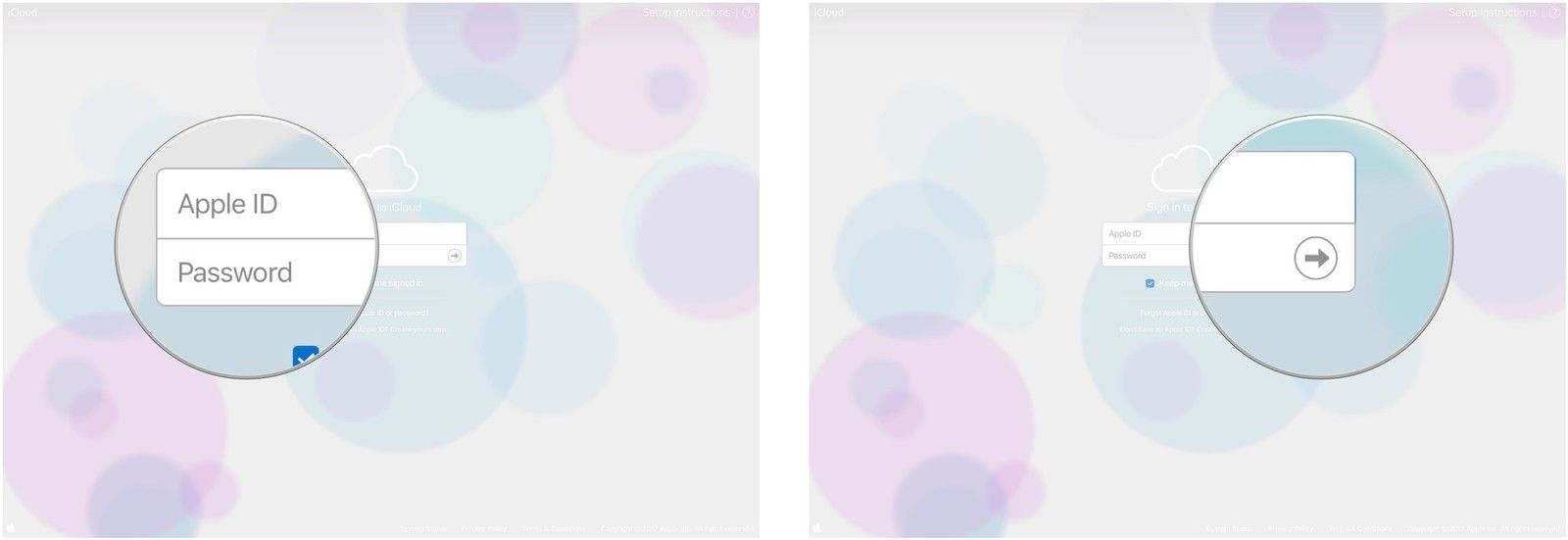 Введите свой Apple ID и пароль, затем нажмите стрелку