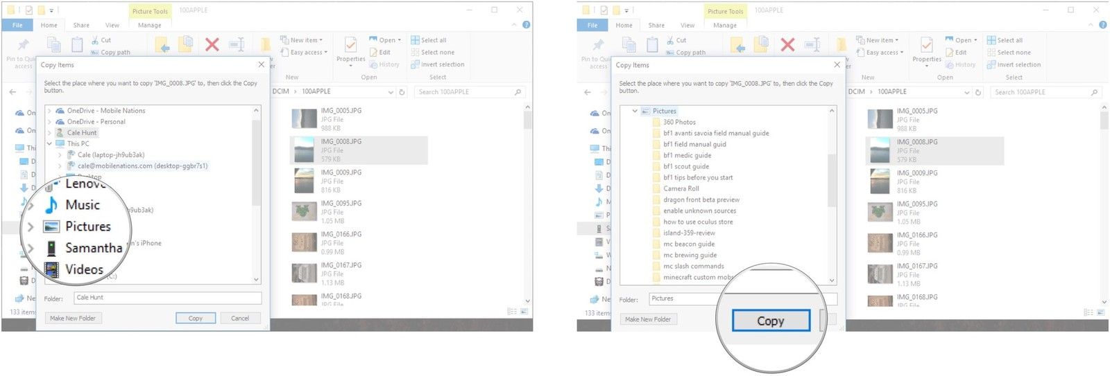 Нажмите на папку. Нажмите Копировать.