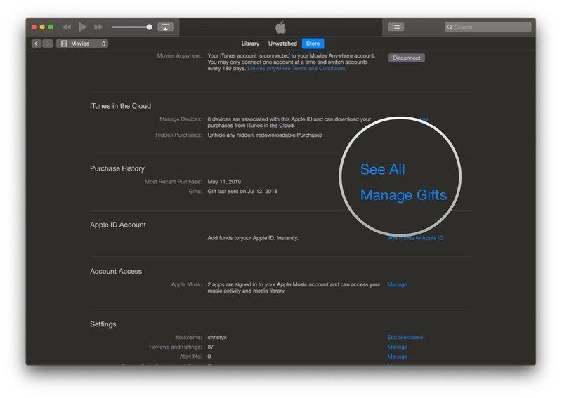 Аккаунт mojave iTunes Просмотреть историю покупок, Просмотреть все