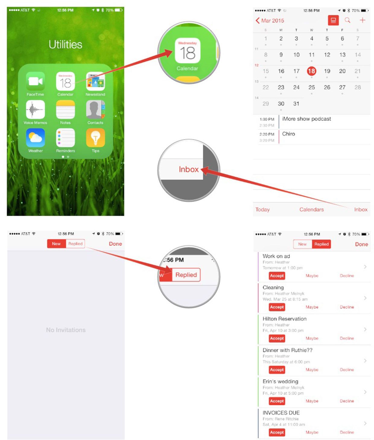 Как просматривать, управлять и изменять ответы на общие события Календаря на iPhone и iPad